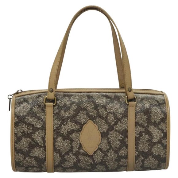SAINT LAURENT Hand Bag Embossed Leather Gray Gold Auth BA1299 - Picture 1 of 15